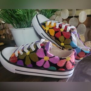 Embroidered Floral Kids Sneakers